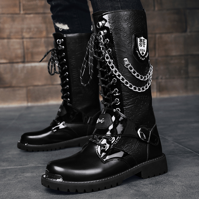 Motorcycle Chain - Botas Casuais Masculinas de Cano Alto